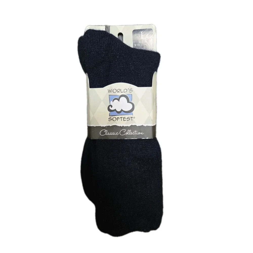 World's Softest SOCKS Men's 8.5-12/Women's 10+ Navy Made In USA NEW